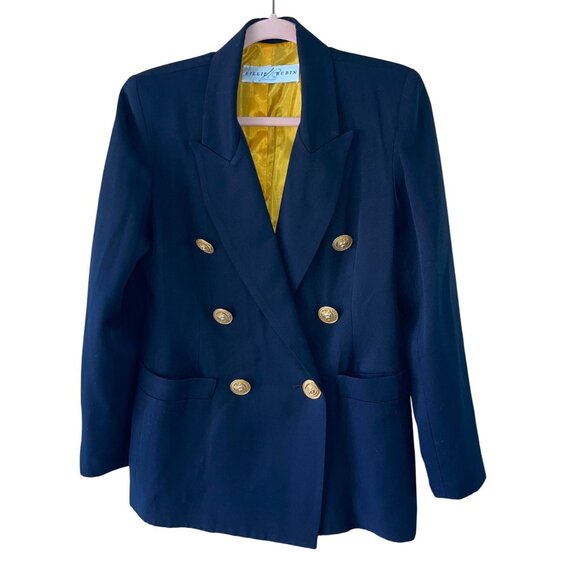 Lillie Rubin Vintage Womens Blazer Size 8 Blue Lion Button Pockets Casual - Picture 4 of 16